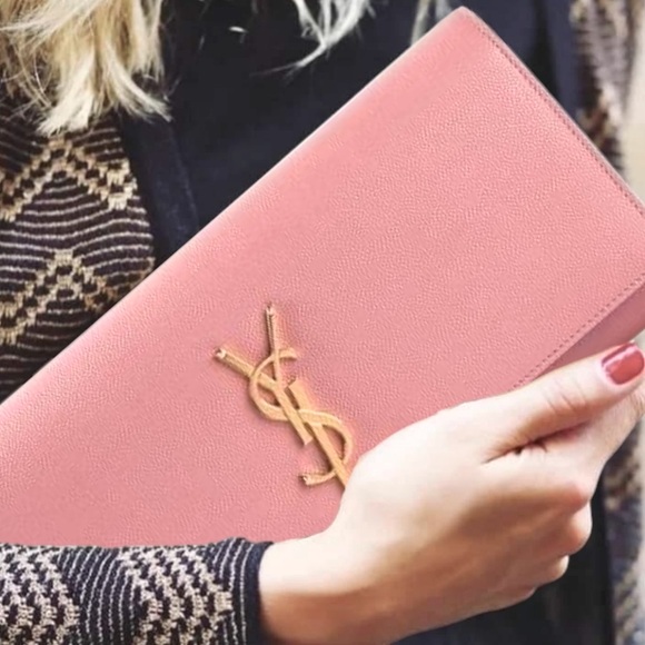 VERY RARE! AUTHENTIC YSL SAINT LAURENT MONOGRAM CLUTCH CASSANDRE IN GRAINED POUR - Picture 3 of 8